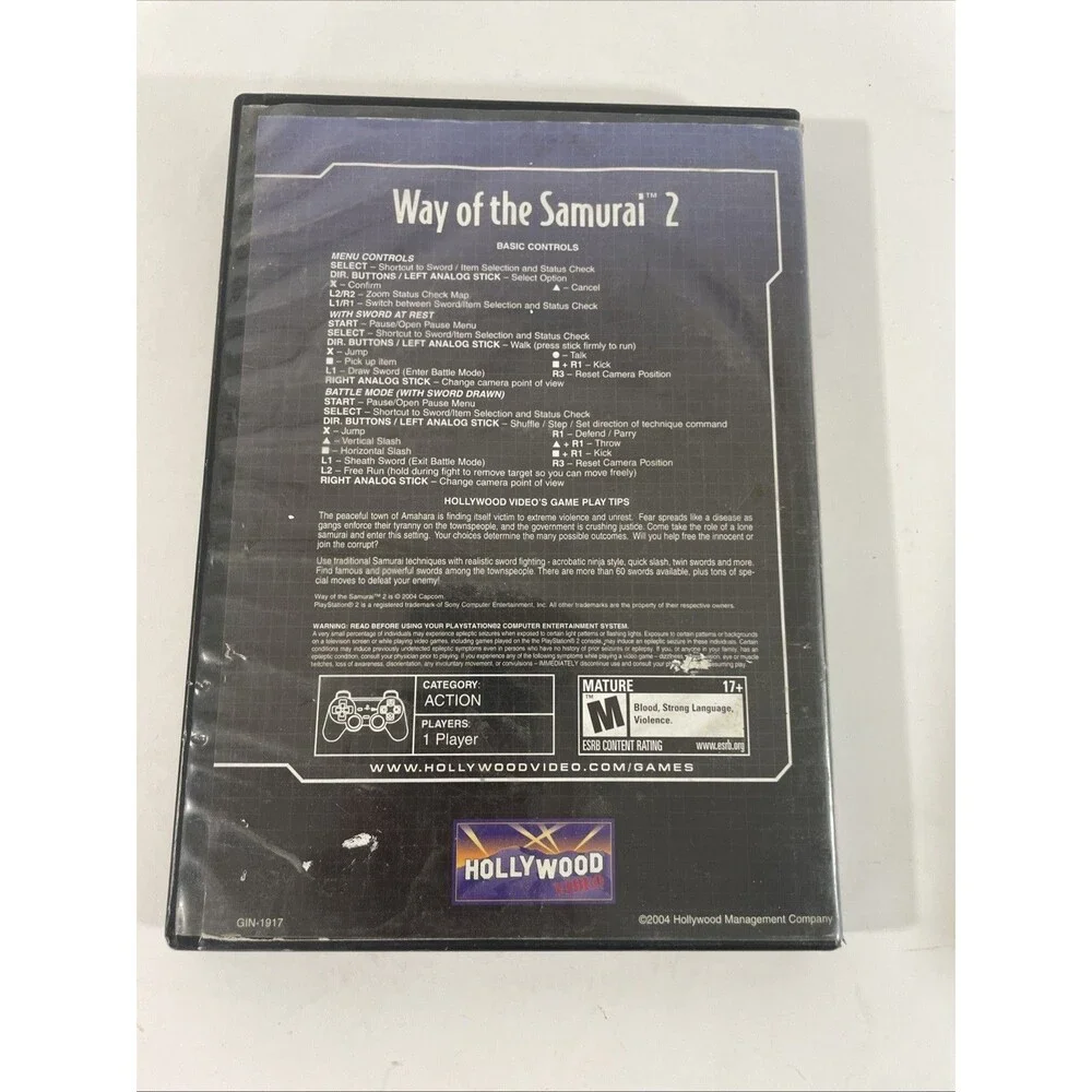 Way of the Samurai 2 PS2 – Original Hollywood Video Rental Case – No Manual